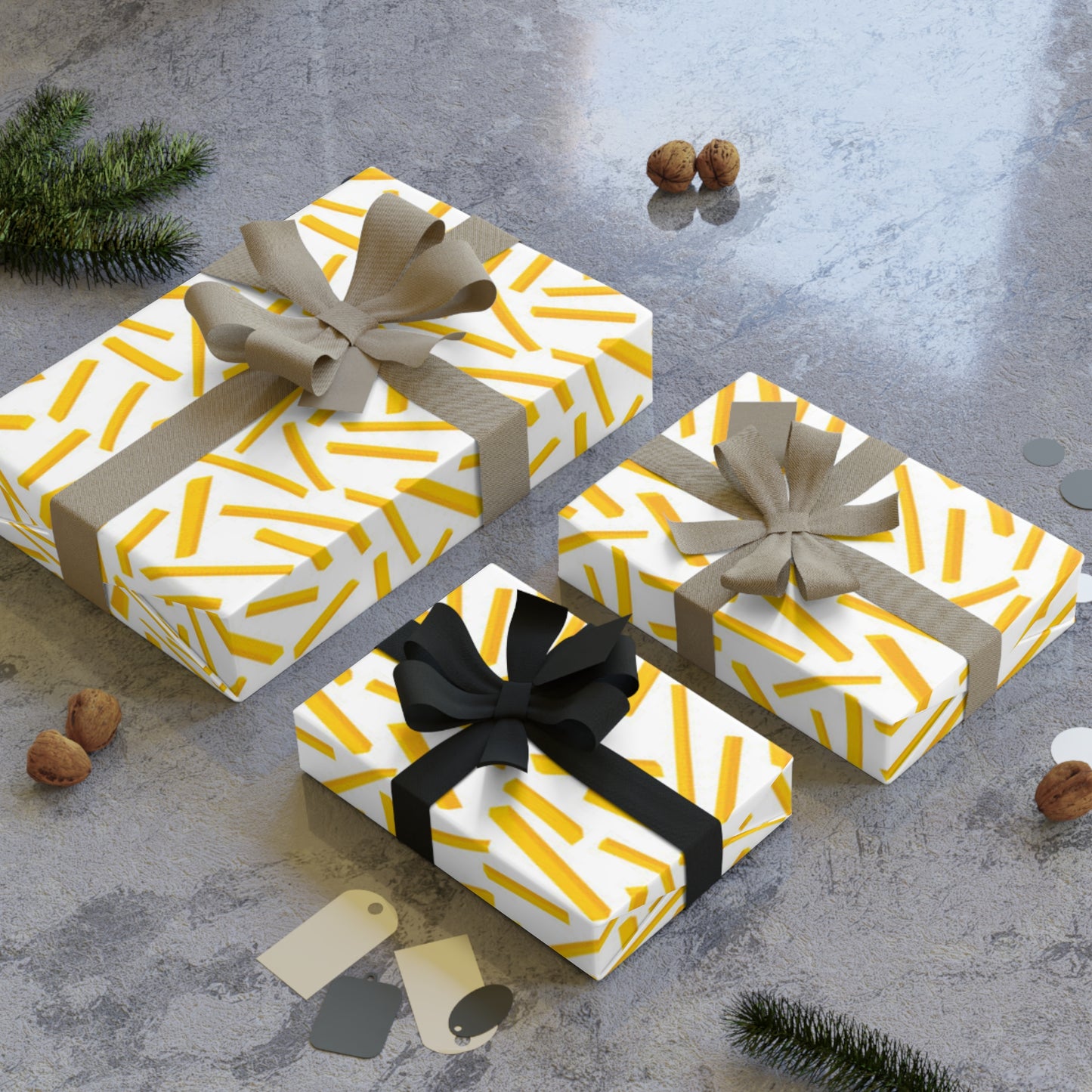 Fries Gift Wrapping Paper Rolls, 1pc