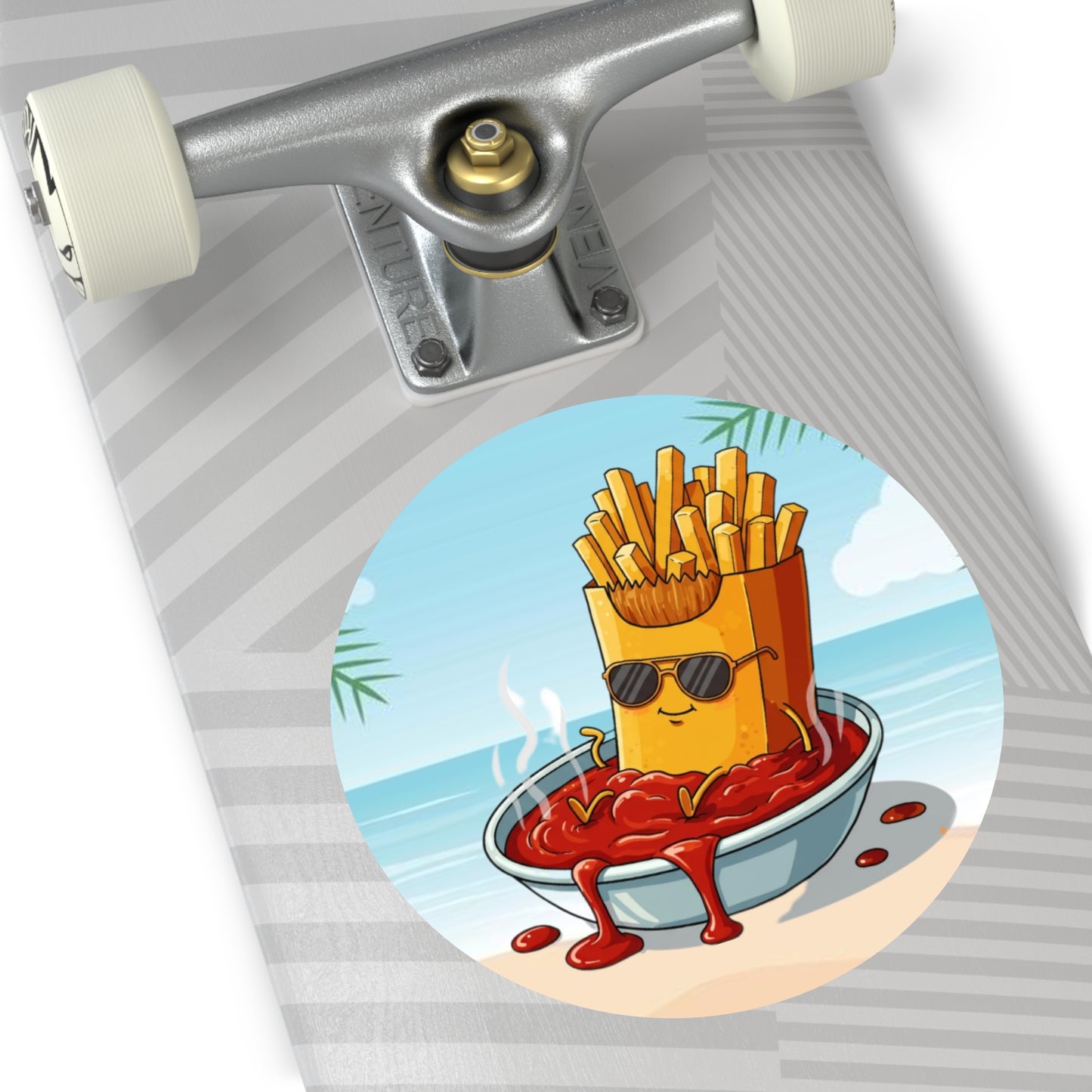 Fries on the beach Round Vinyl Stickers