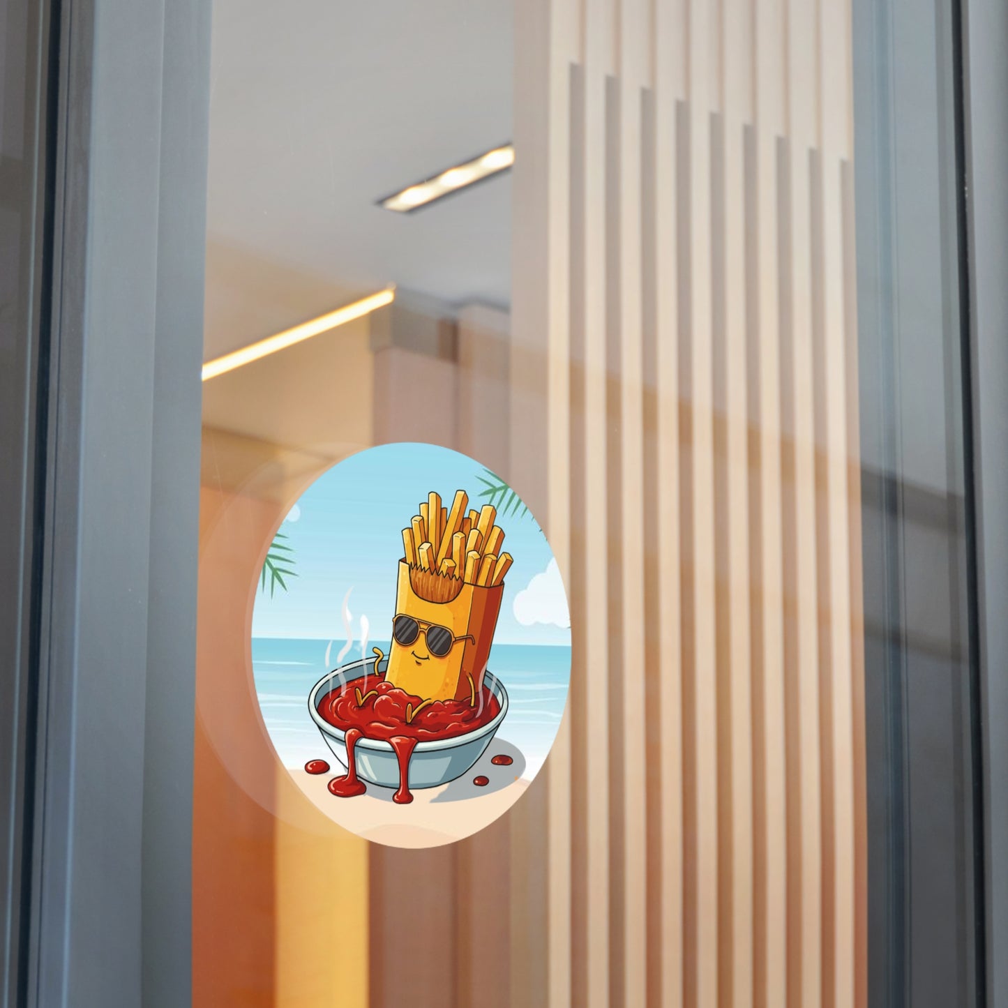 Fries on the beach Round Vinyl Stickers