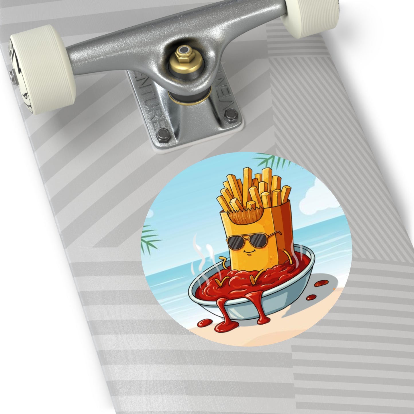 Fries on the beach Round Vinyl Stickers