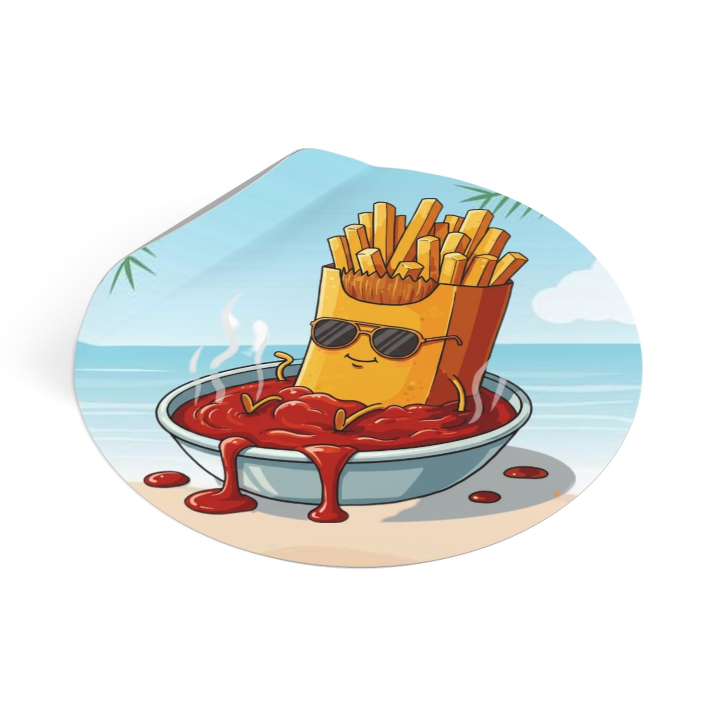 Fries on the beach Round Vinyl Stickers