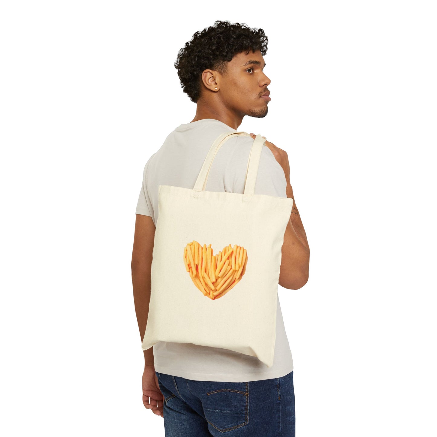 Fry Heart Cotton Canvas Tote Bag