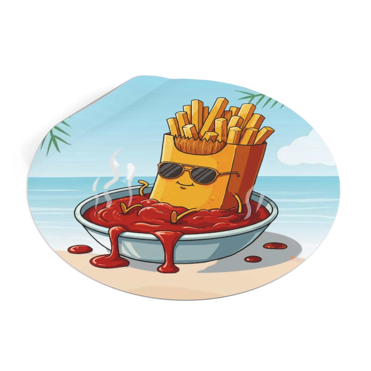 Fries on the beach Round Vinyl Stickers