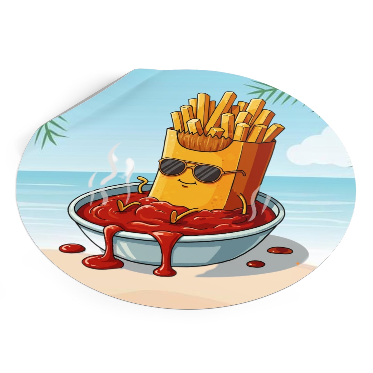 Fries on the beach Round Vinyl Stickers