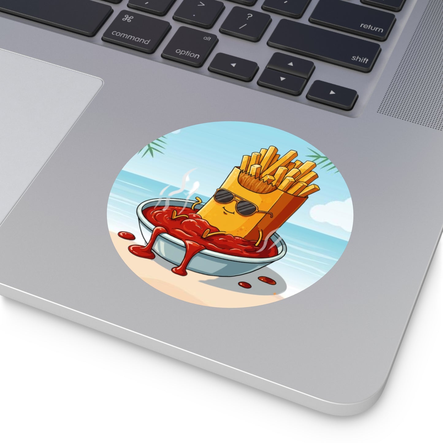 Fries on the beach Round Vinyl Stickers