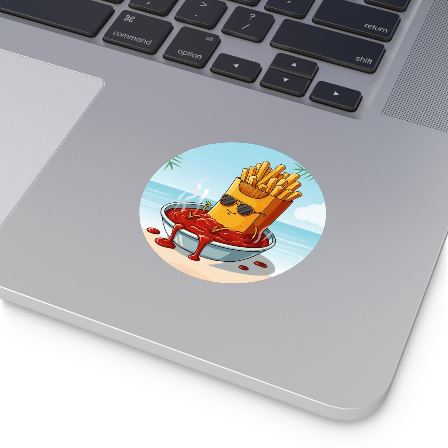 Fries on the beach Round Vinyl Stickers
