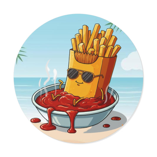 Fries on the beach Round Vinyl Stickers