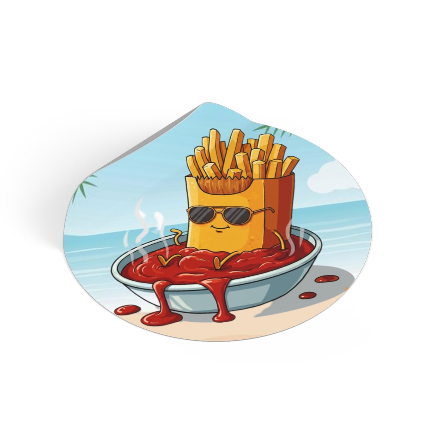 Fries on the beach Round Vinyl Stickers