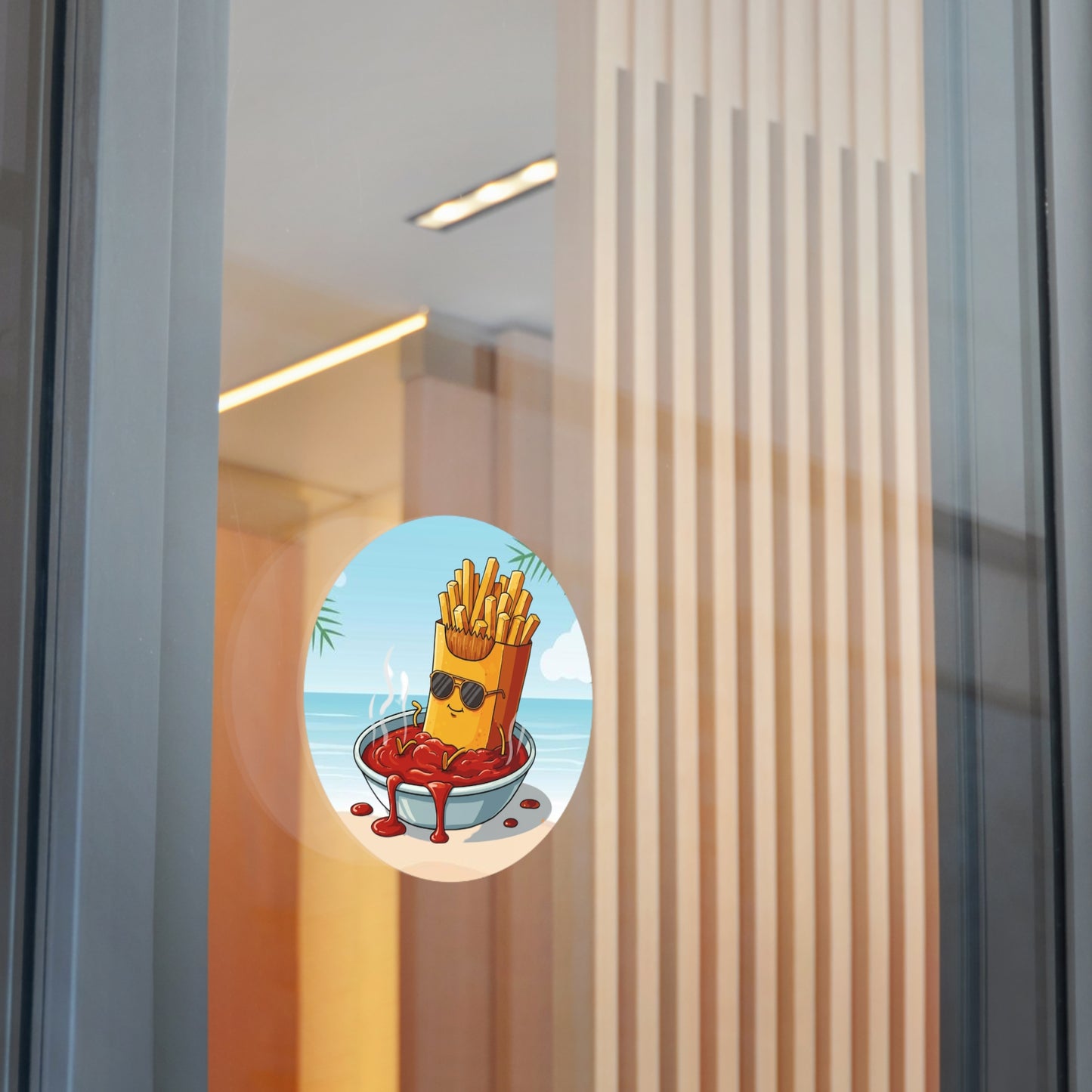 Fries on the beach Round Vinyl Stickers